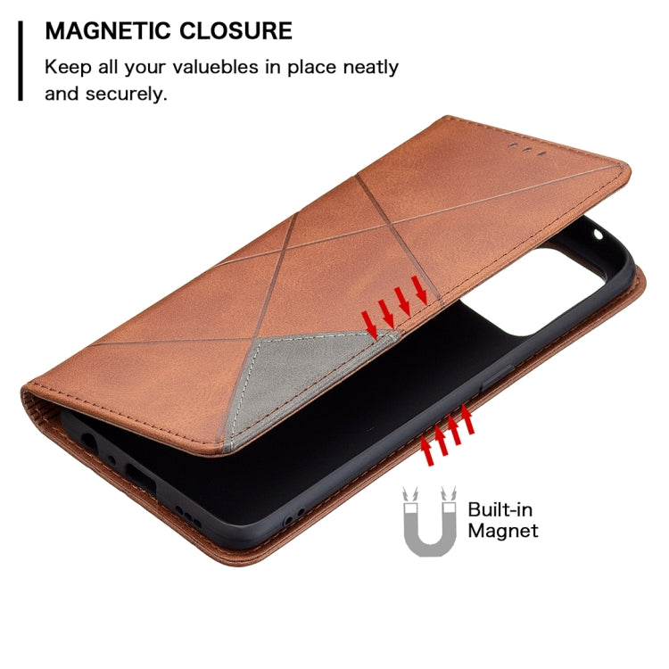For OPPO A94 4G / Reno 5F / F19 Pro Rhombus Texture Horizontal Flip Magnetic Leather Case with Holder & Card Slots