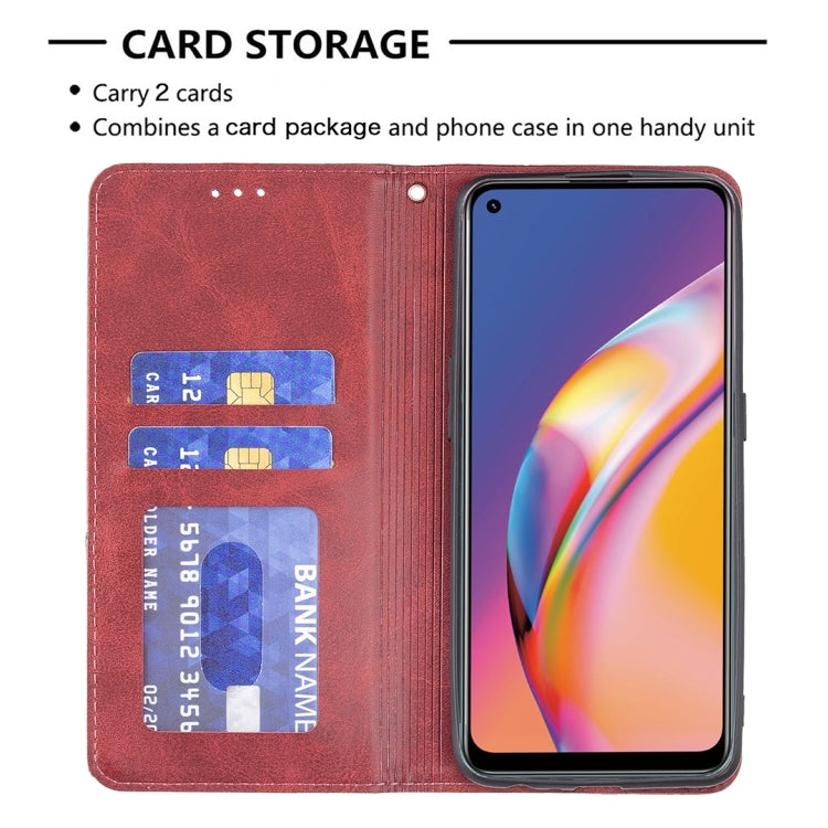 For OPPO A94 4G / Reno 5F / F19 Pro Rhombus Texture Horizontal Flip Magnetic Leather Case with Holder & Card Slots