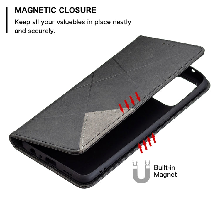 For OPPO A94 4G / Reno 5F / F19 Pro Rhombus Texture Horizontal Flip Magnetic Leather Case with Holder & Card Slots