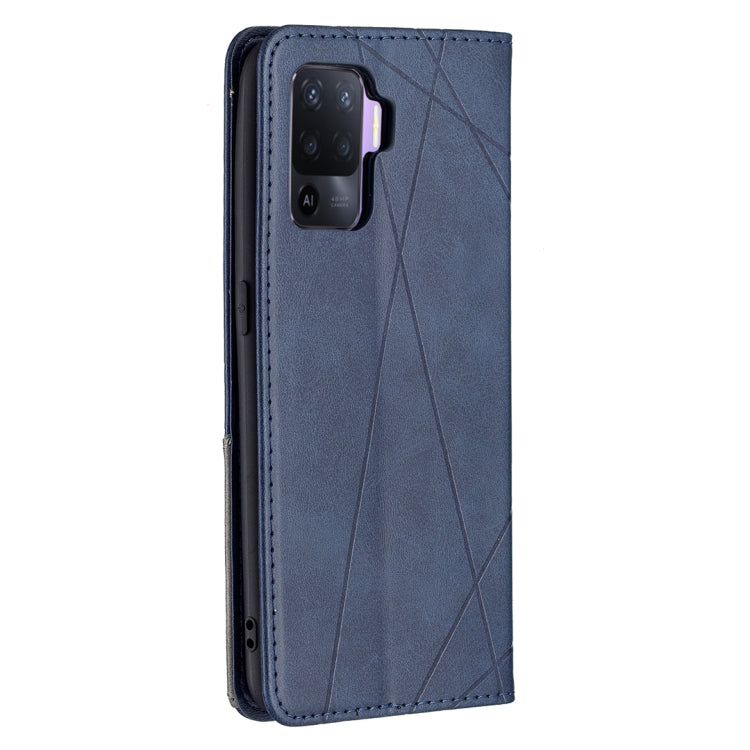 For OPPO A94 4G / Reno 5F / F19 Pro Rhombus Texture Horizontal Flip Magnetic Leather Case with Holder & Card Slots