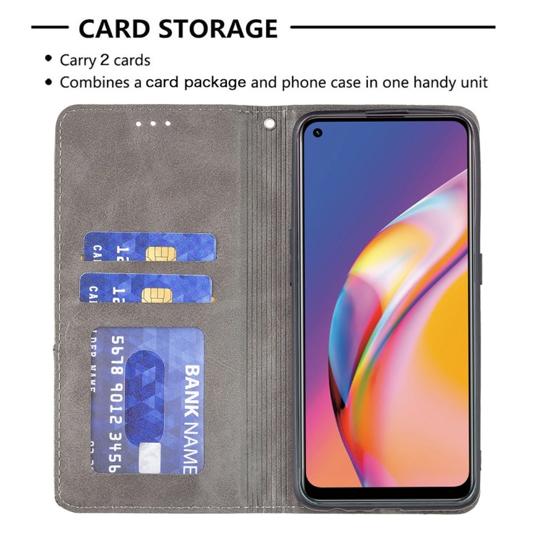 For OPPO A94 4G / Reno 5F / F19 Pro Rhombus Texture Horizontal Flip Magnetic Leather Case with Holder & Card Slots