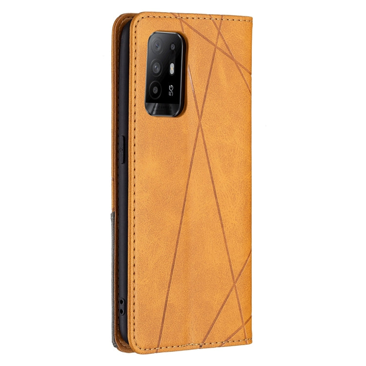 For OPPO A94 5G / F19 Pro Plus / Reno5 Z 5G Rhombus Texture Horizontal Flip Magnetic Leather Case with Holder & Card Slots
