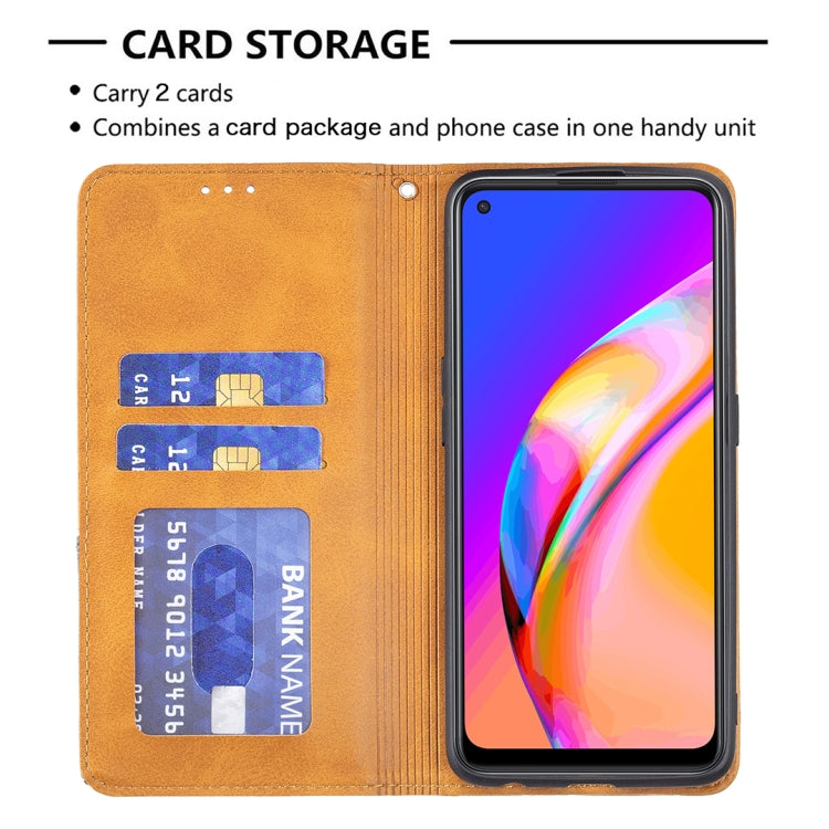 For OPPO A94 5G / F19 Pro Plus / Reno5 Z 5G Rhombus Texture Horizontal Flip Magnetic Leather Case with Holder & Card Slots