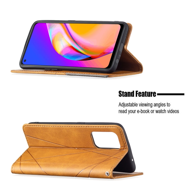 For OPPO A94 5G / F19 Pro Plus / Reno5 Z 5G Rhombus Texture Horizontal Flip Magnetic Leather Case with Holder & Card Slots