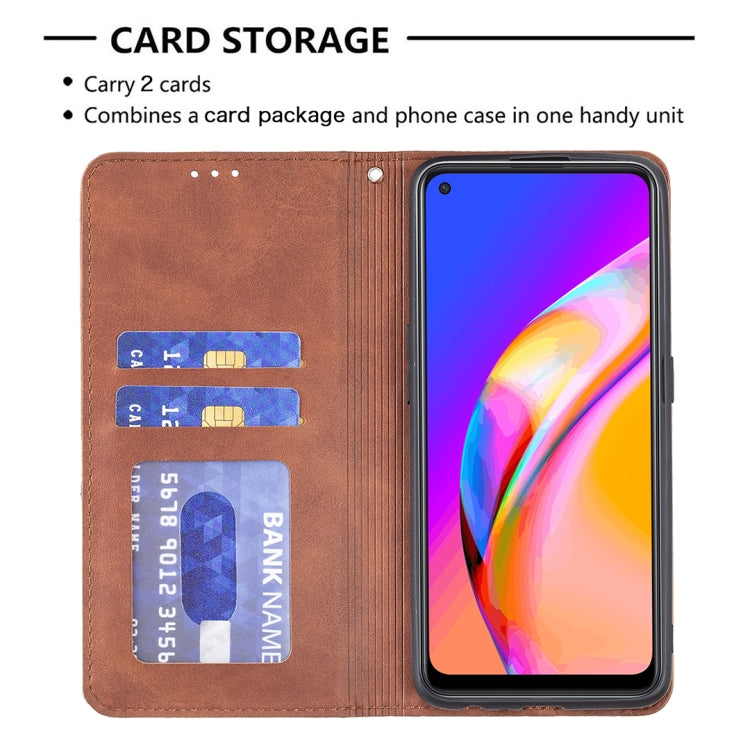 For OPPO A94 5G / F19 Pro Plus / Reno5 Z 5G Rhombus Texture Horizontal Flip Magnetic Leather Case with Holder & Card Slots