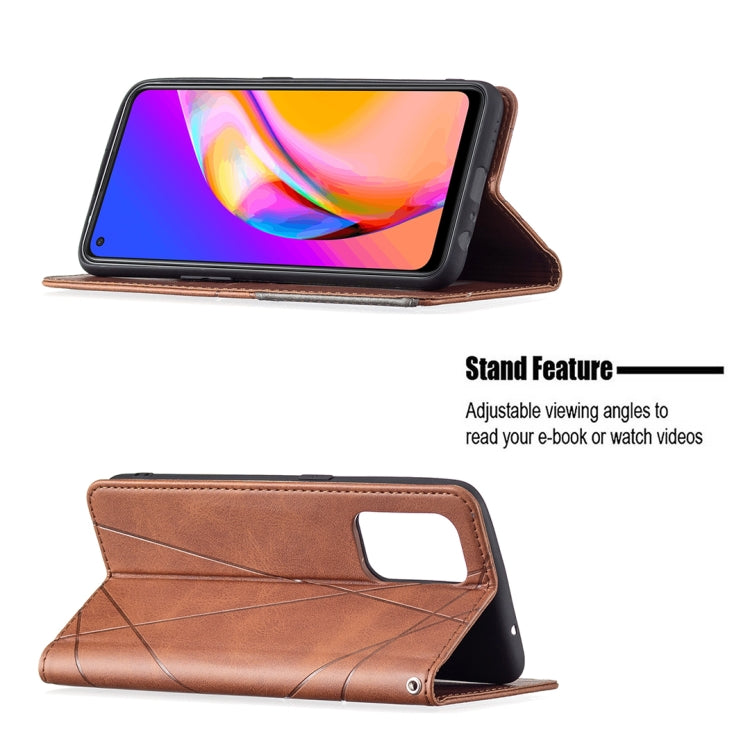 For OPPO A94 5G / F19 Pro Plus / Reno5 Z 5G Rhombus Texture Horizontal Flip Magnetic Leather Case with Holder & Card Slots