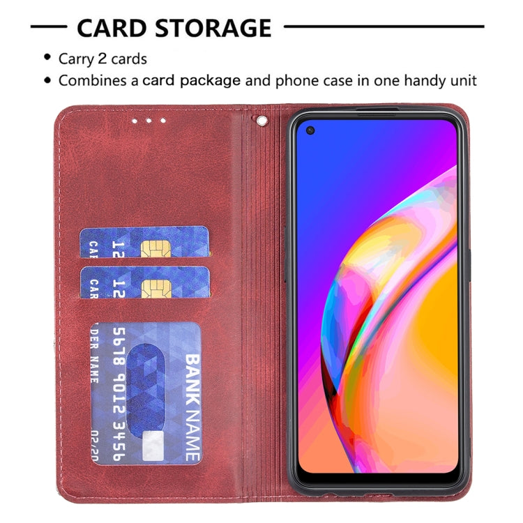 For OPPO A94 5G / F19 Pro Plus / Reno5 Z 5G Rhombus Texture Horizontal Flip Magnetic Leather Case with Holder & Card Slots
