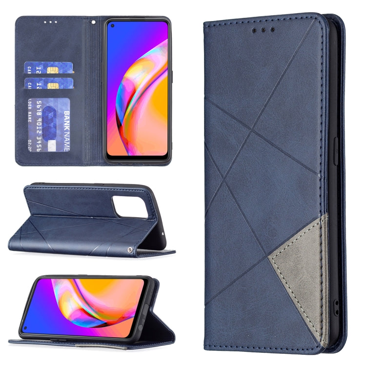 For OPPO A94 5G / F19 Pro Plus / Reno5 Z 5G Rhombus Texture Horizontal Flip Magnetic Leather Case with Holder & Card Slots
