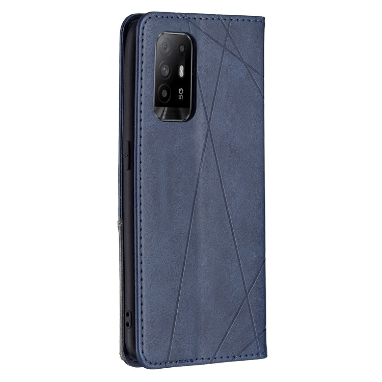 For OPPO A94 5G / F19 Pro Plus / Reno5 Z 5G Rhombus Texture Horizontal Flip Magnetic Leather Case with Holder & Card Slots