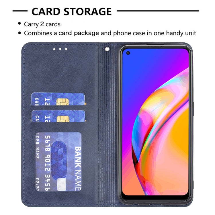 For OPPO A94 5G / F19 Pro Plus / Reno5 Z 5G Rhombus Texture Horizontal Flip Magnetic Leather Case with Holder & Card Slots