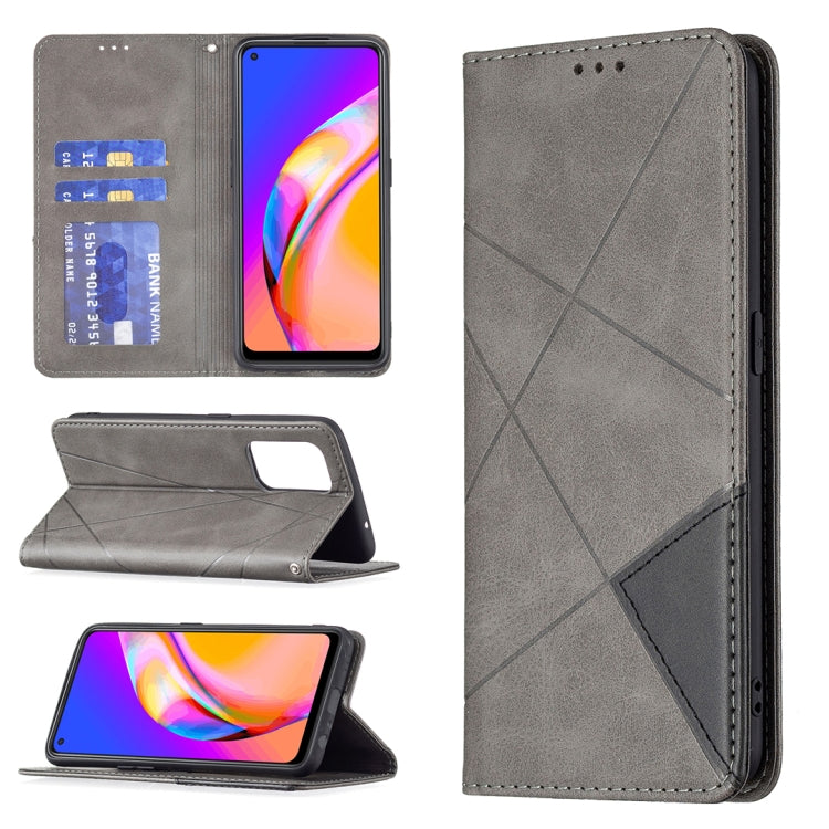For OPPO A94 5G / F19 Pro Plus / Reno5 Z 5G Rhombus Texture Horizontal Flip Magnetic Leather Case with Holder & Card Slots