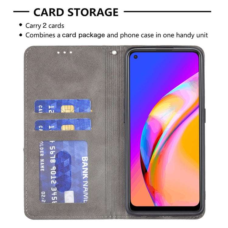 For OPPO A94 5G / F19 Pro Plus / Reno5 Z 5G Rhombus Texture Horizontal Flip Magnetic Leather Case with Holder & Card Slots