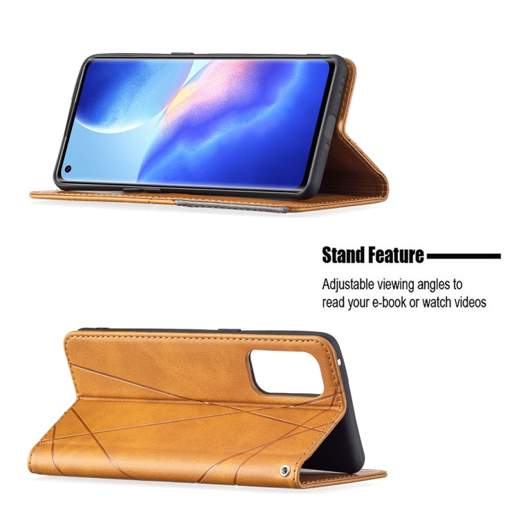 For OPPO Reno5 Pro Rhombus Texture Horizontal Flip Magnetic Leather Case with Holder & Card Slots