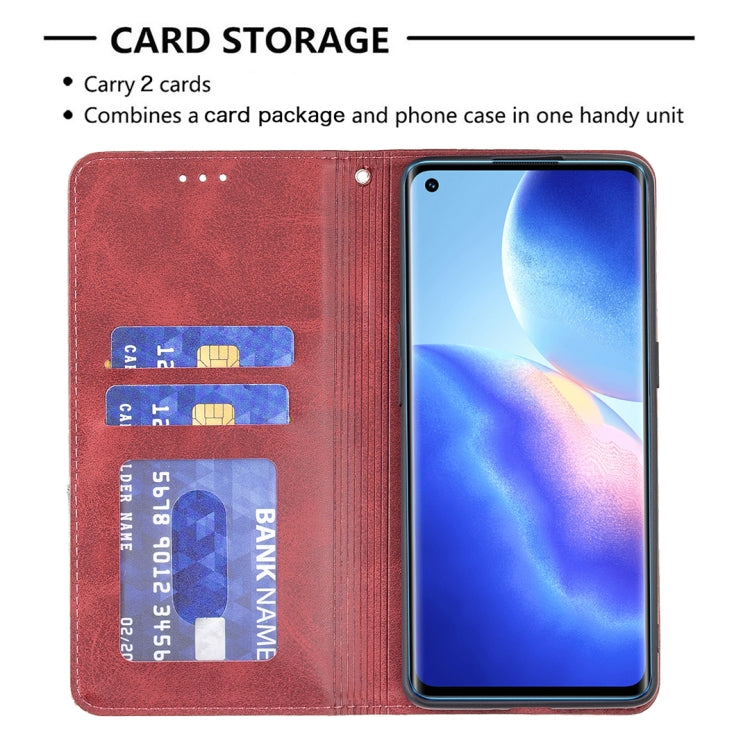For OPPO Reno5 Pro Rhombus Texture Horizontal Flip Magnetic Leather Case with Holder & Card Slots