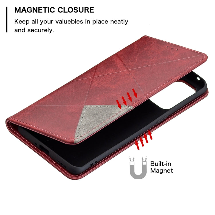 For OPPO Reno5 Pro Rhombus Texture Horizontal Flip Magnetic Leather Case with Holder & Card Slots