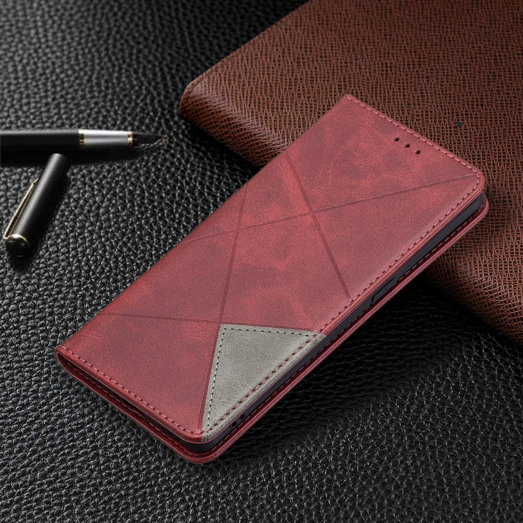 For OPPO Reno5 Pro Rhombus Texture Horizontal Flip Magnetic Leather Case with Holder & Card Slots