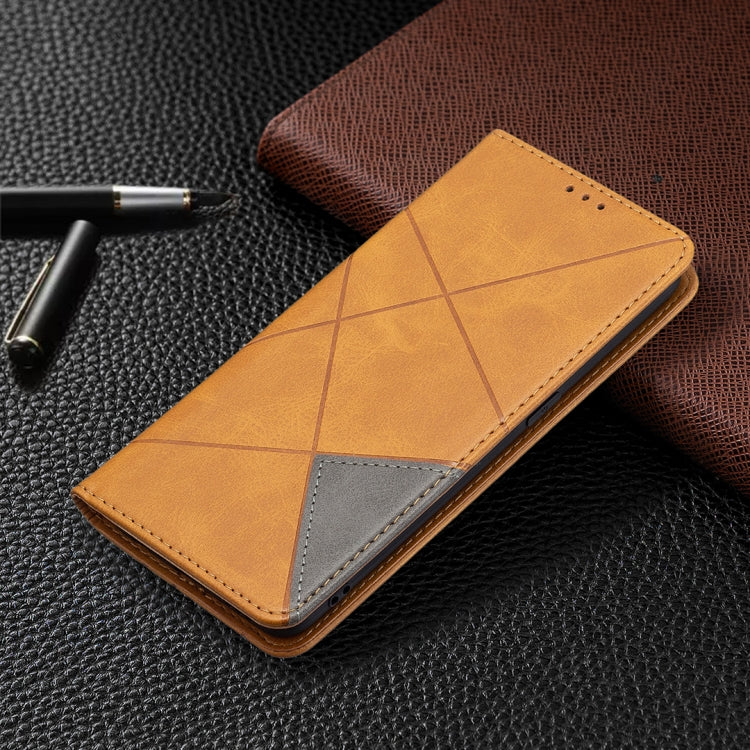 For OPPO Reno5 Rhombus Texture Horizontal Flip Magnetic Leather Case with Holder & Card Slots