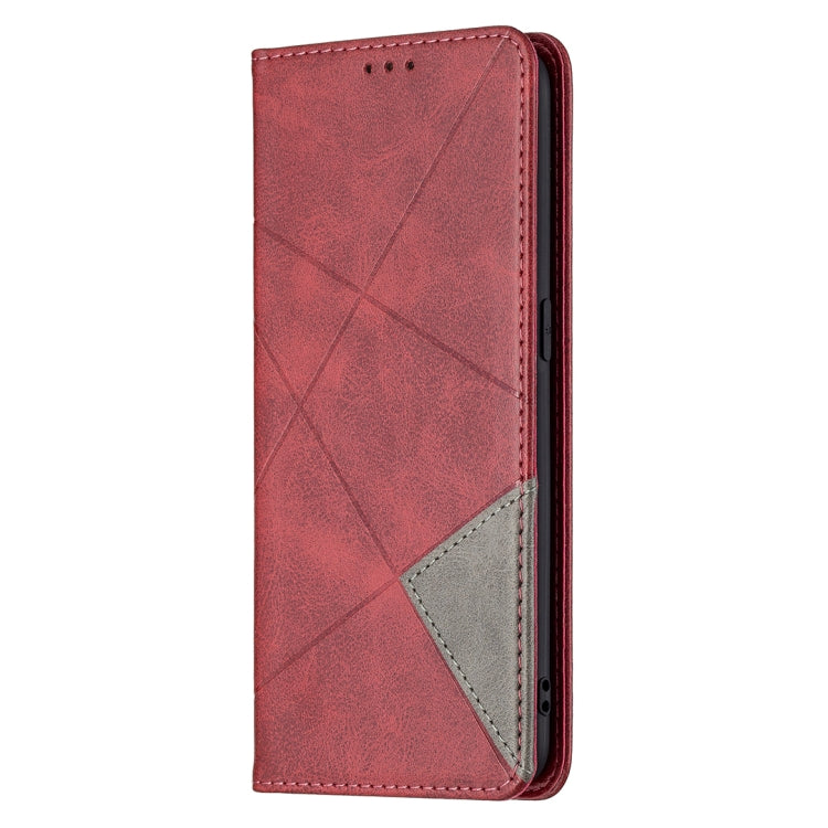 For OPPO Reno5 Rhombus Texture Horizontal Flip Magnetic Leather Case with Holder & Card Slots