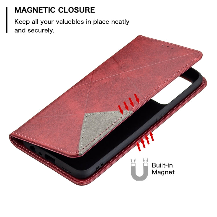 For OPPO Reno5 Rhombus Texture Horizontal Flip Magnetic Leather Case with Holder & Card Slots