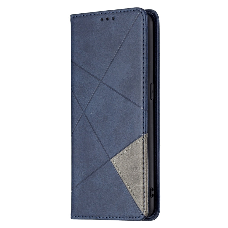 For OPPO Reno5 Rhombus Texture Horizontal Flip Magnetic Leather Case with Holder & Card Slots