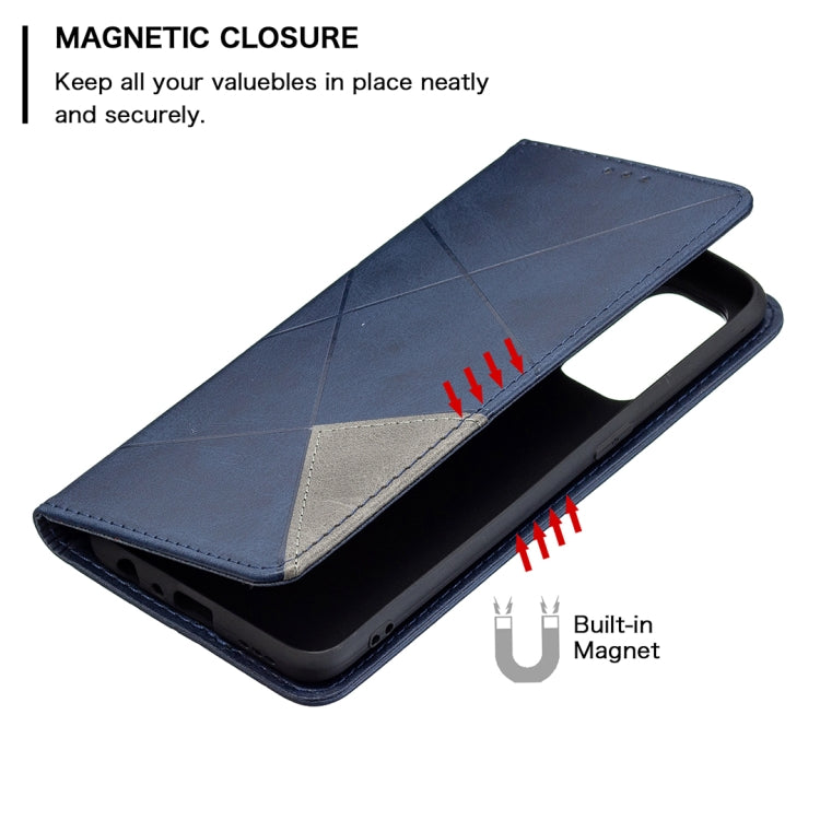 For OPPO Reno5 Rhombus Texture Horizontal Flip Magnetic Leather Case with Holder & Card Slots