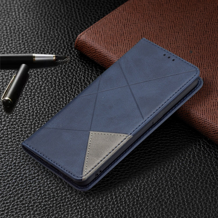 For OPPO Reno5 Rhombus Texture Horizontal Flip Magnetic Leather Case with Holder & Card Slots
