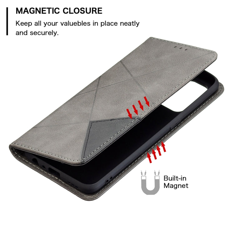 For OPPO Reno5 Rhombus Texture Horizontal Flip Magnetic Leather Case with Holder & Card Slots