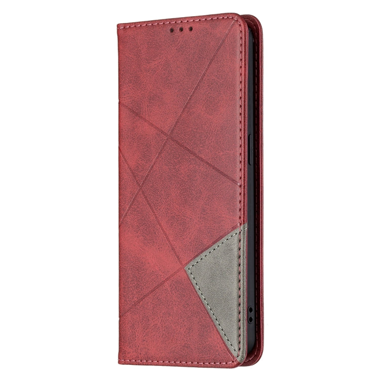 For OPPO Reno6 Rhombus Texture Horizontal Flip Magnetic Leather Case with Holder & Card Slots