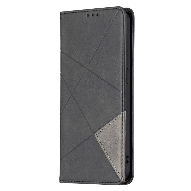 For OPPO Reno6 Rhombus Texture Horizontal Flip Magnetic Leather Case with Holder & Card Slots
