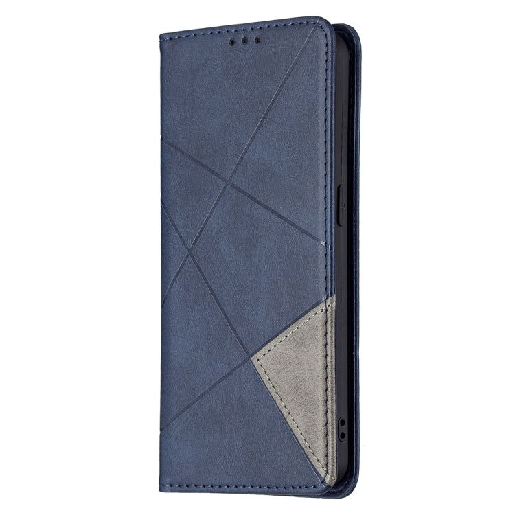 For OPPO Reno6 Rhombus Texture Horizontal Flip Magnetic Leather Case with Holder & Card Slots