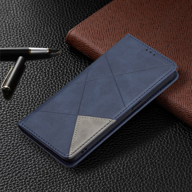 For OPPO Reno6 Rhombus Texture Horizontal Flip Magnetic Leather Case with Holder & Card Slots