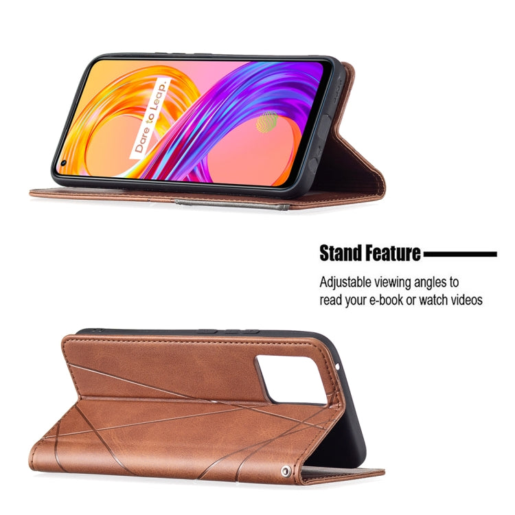 For OPPO Realme 8 / 8 Pro Rhombus Texture Horizontal Flip Magnetic Leather Case with Holder & Card Slots