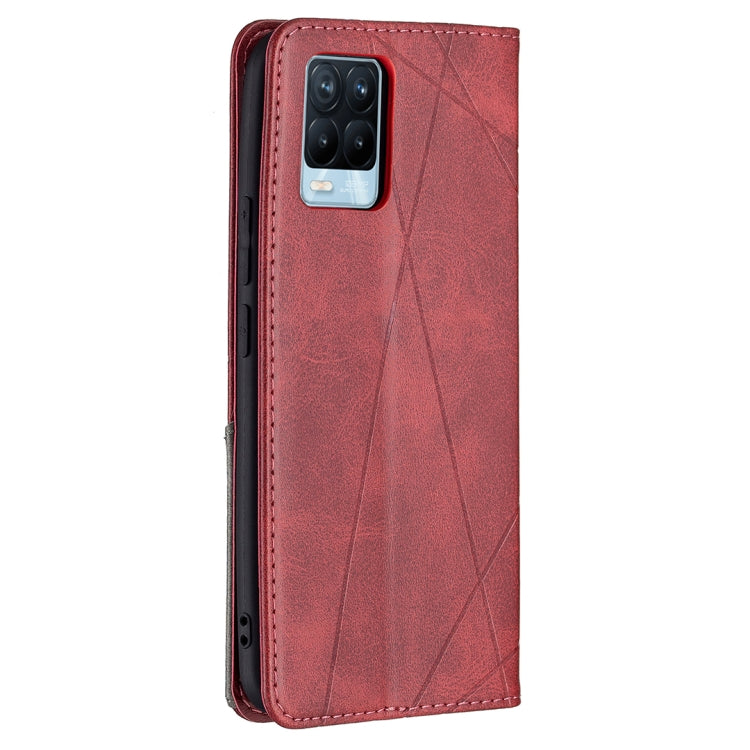 For OPPO Realme 8 / 8 Pro Rhombus Texture Horizontal Flip Magnetic Leather Case with Holder & Card Slots