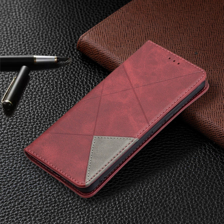 For OPPO Realme 8 / 8 Pro Rhombus Texture Horizontal Flip Magnetic Leather Case with Holder & Card Slots