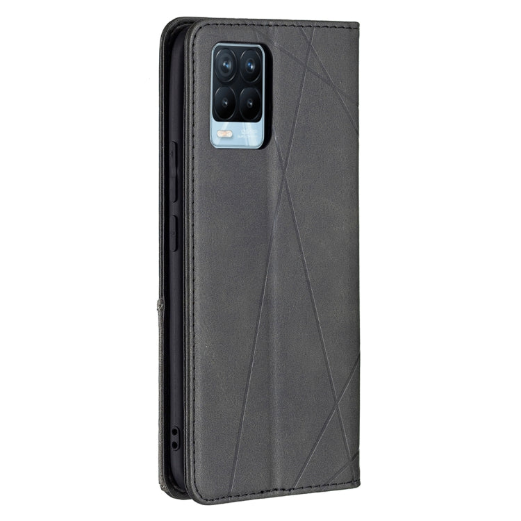 For OPPO Realme 8 / 8 Pro Rhombus Texture Horizontal Flip Magnetic Leather Case with Holder & Card Slots