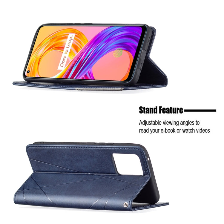 For OPPO Realme 8 / 8 Pro Rhombus Texture Horizontal Flip Magnetic Leather Case with Holder & Card Slots
