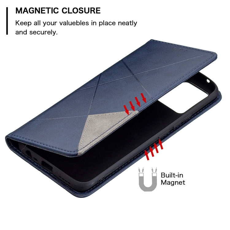 For OPPO Realme 8 / 8 Pro Rhombus Texture Horizontal Flip Magnetic Leather Case with Holder & Card Slots