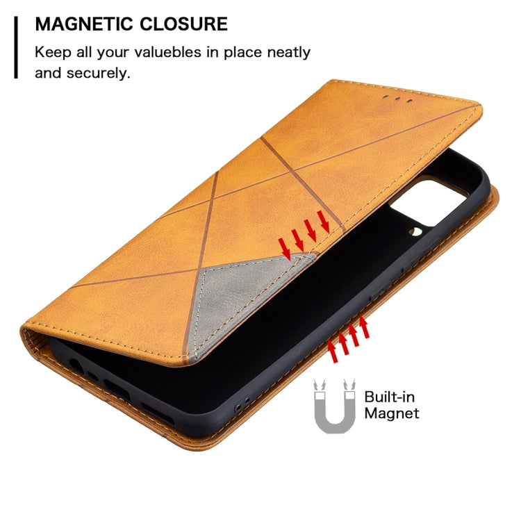 For OPPO Realme C15 / C12 / C25 Rhombus Texture Horizontal Flip Magnetic Leather Case with Holder & Card Slots