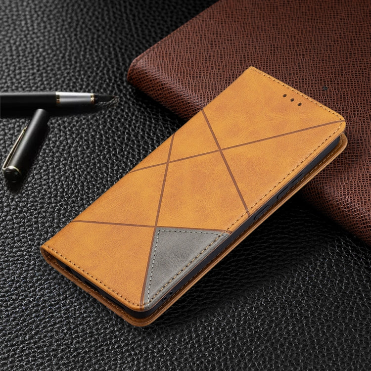 For OPPO Realme C15 / C12 / C25 Rhombus Texture Horizontal Flip Magnetic Leather Case with Holder & Card Slots