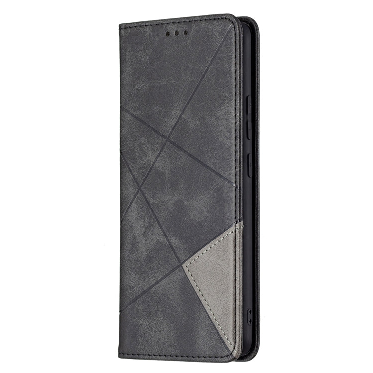 For OPPO Realme C15 / C12 / C25 Rhombus Texture Horizontal Flip Magnetic Leather Case with Holder & Card Slots