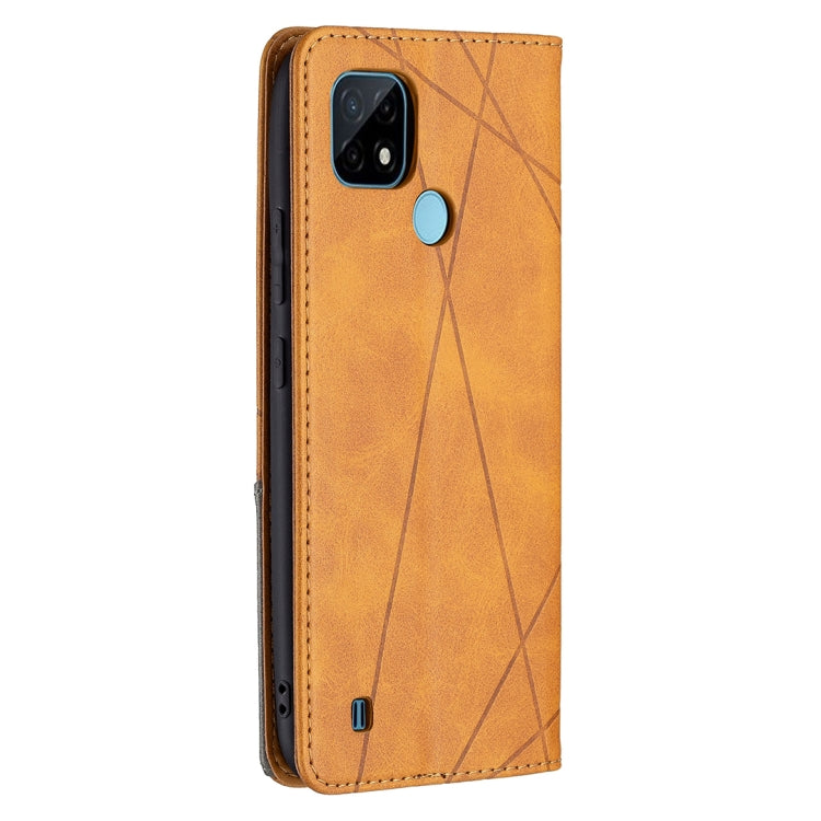For OPPO Realme C21 / C20 Rhombus Texture Horizontal Flip Magnetic Leather Case with Holder & Card Slots