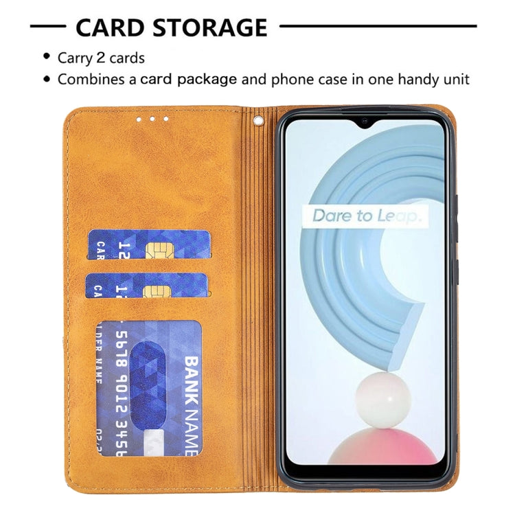 For OPPO Realme C21 / C20 Rhombus Texture Horizontal Flip Magnetic Leather Case with Holder & Card Slots