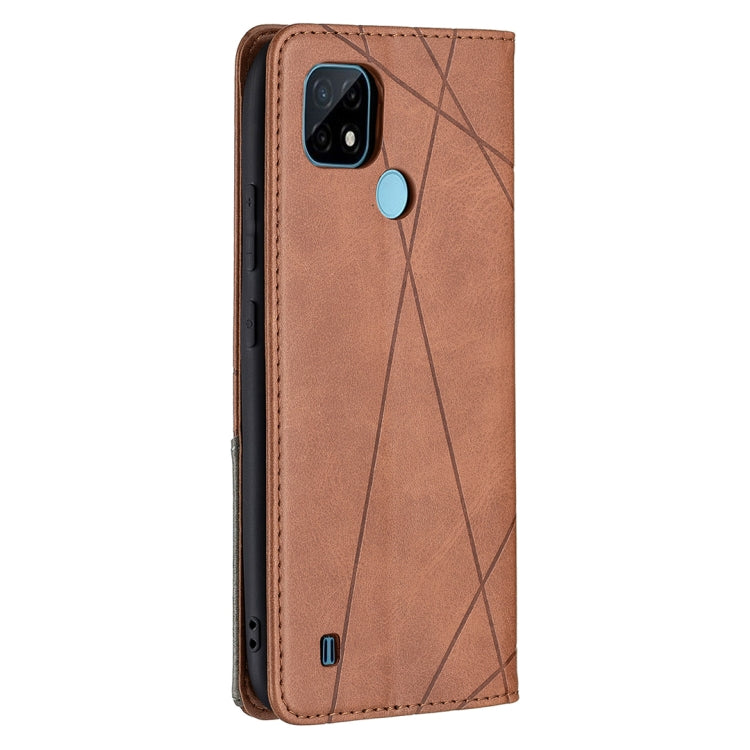 For OPPO Realme C21 / C20 Rhombus Texture Horizontal Flip Magnetic Leather Case with Holder & Card Slots