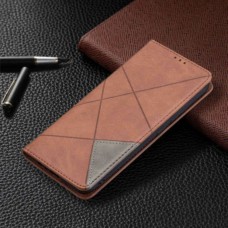 For OPPO Realme C21 / C20 Rhombus Texture Horizontal Flip Magnetic Leather Case with Holder & Card Slots