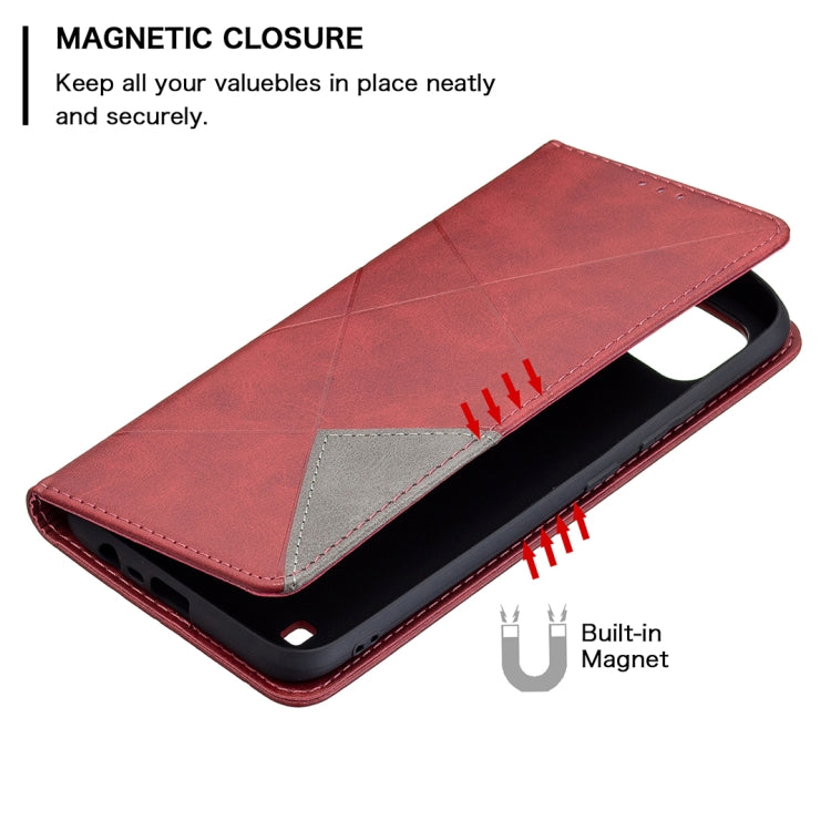 For OPPO Realme C21 / C20 Rhombus Texture Horizontal Flip Magnetic Leather Case with Holder & Card Slots