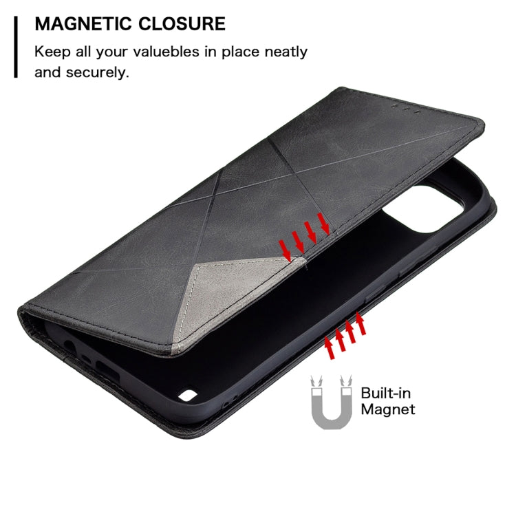 For OPPO Realme C21 / C20 Rhombus Texture Horizontal Flip Magnetic Leather Case with Holder & Card Slots