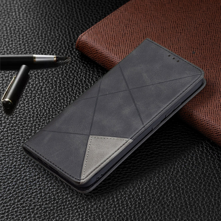 For OPPO Realme C21 / C20 Rhombus Texture Horizontal Flip Magnetic Leather Case with Holder & Card Slots