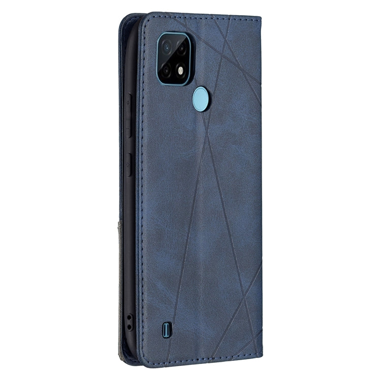 For OPPO Realme C21 / C20 Rhombus Texture Horizontal Flip Magnetic Leather Case with Holder & Card Slots