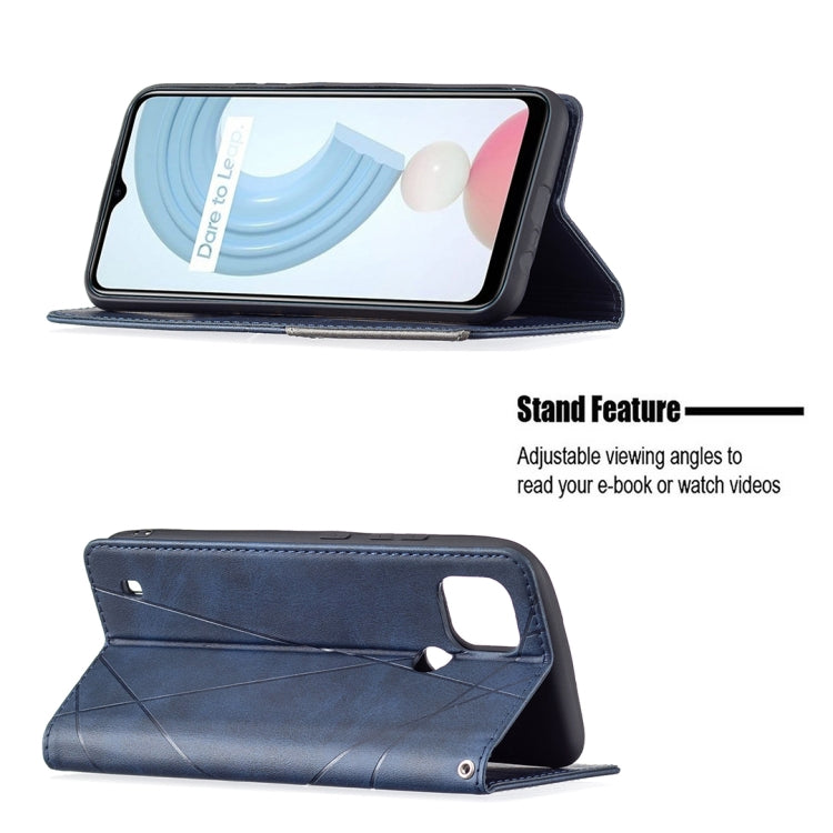 For OPPO Realme C21 / C20 Rhombus Texture Horizontal Flip Magnetic Leather Case with Holder & Card Slots