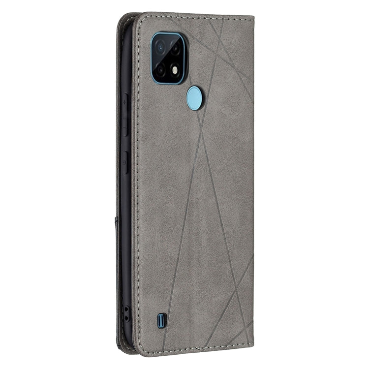 For OPPO Realme C21 / C20 Rhombus Texture Horizontal Flip Magnetic Leather Case with Holder & Card Slots